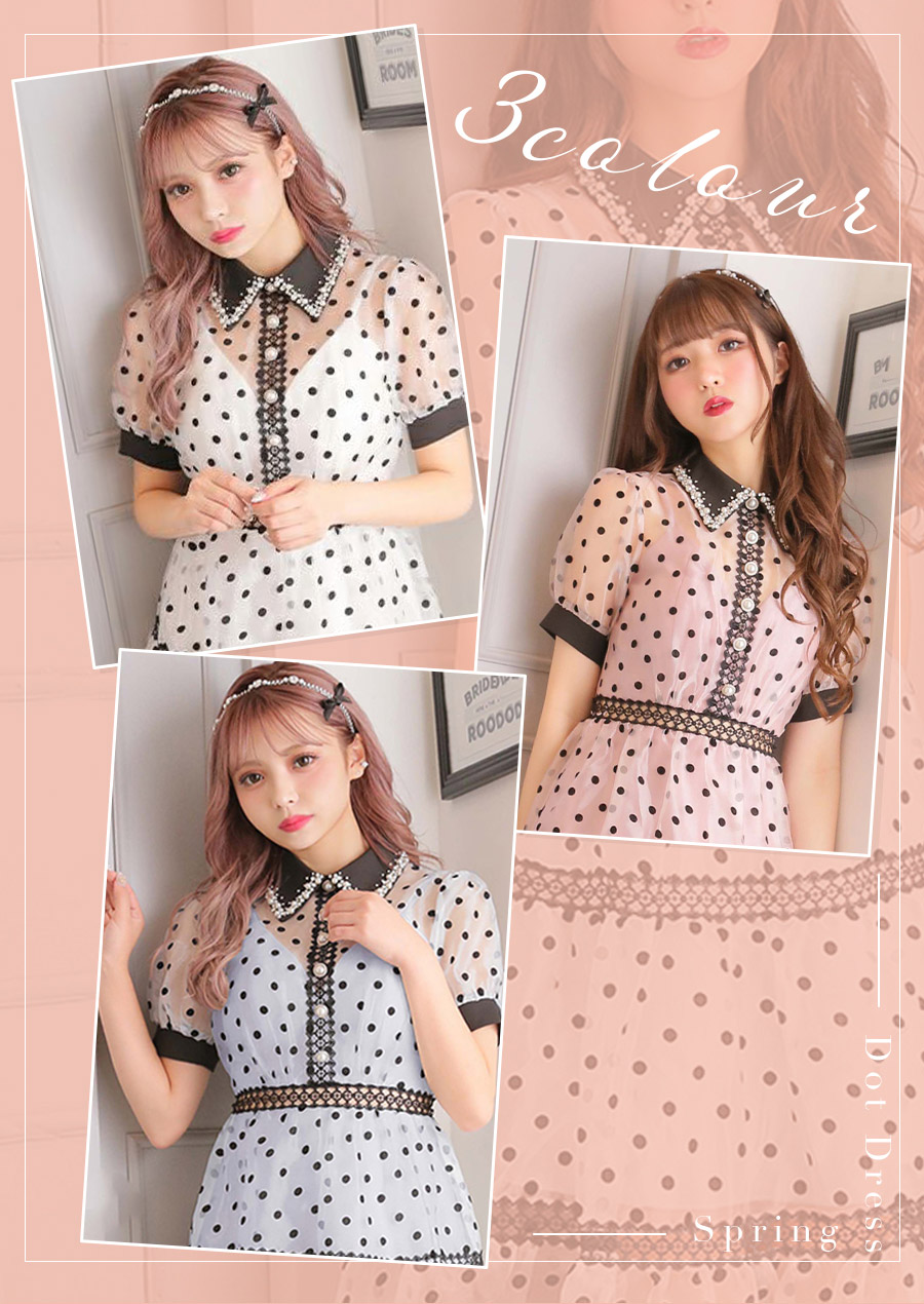 ROBE de FLEURS ドットドレス ホワイトデードレス