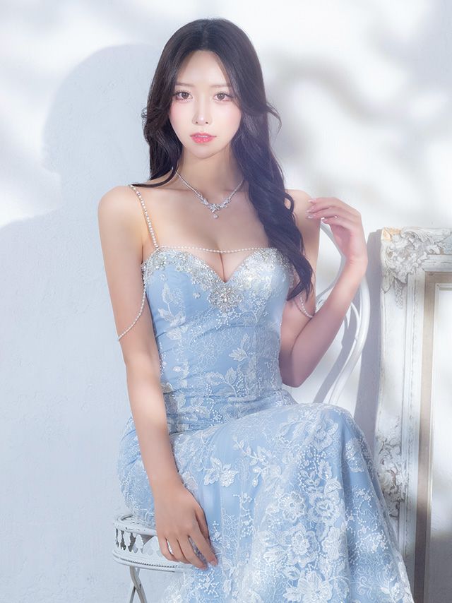 オープンバスト パール キャミソール セクシー 2way ベアトップ マーメイドロングドレス