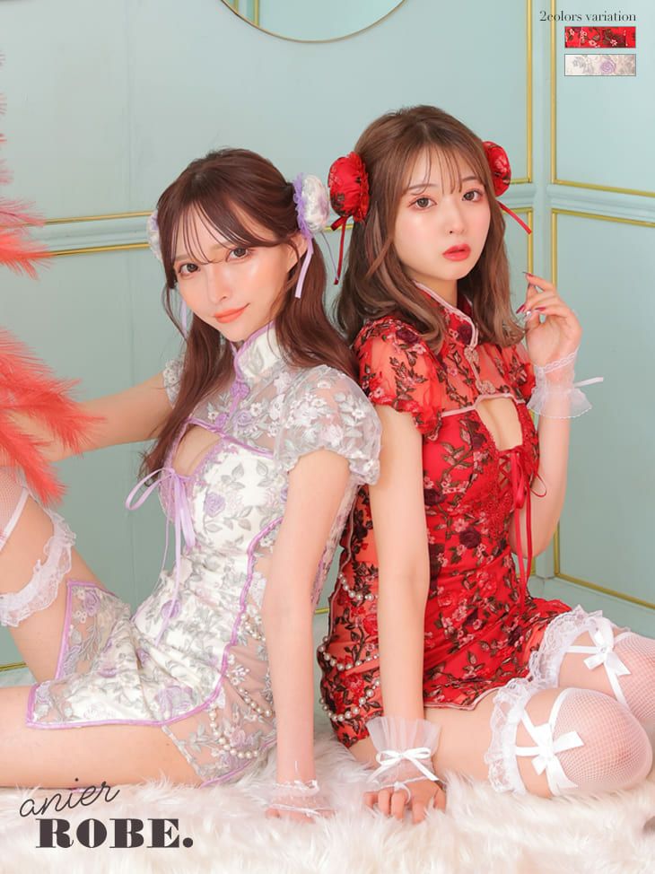 レースアップ×サイドパールチェーンチャイナドレス ハロウィンコスプレ