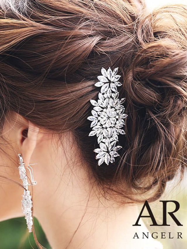 フラワーデザイン ストーン ヘアピン