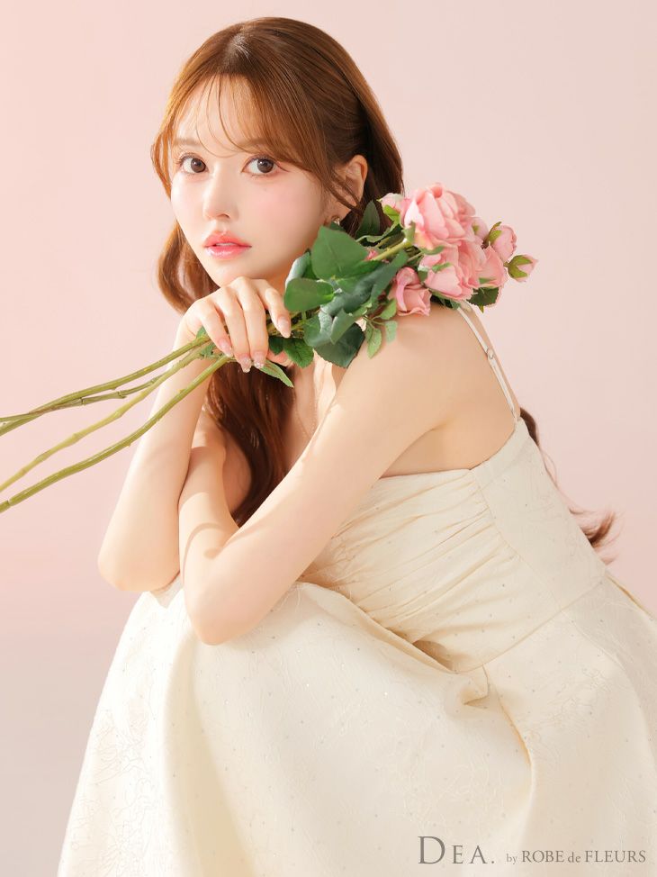 キャミソール ストーンジャガード ギャザー シンプル Aラインロングドレス