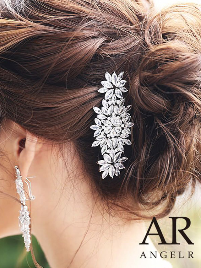 フラワーデザイン ストーン ヘアピン (