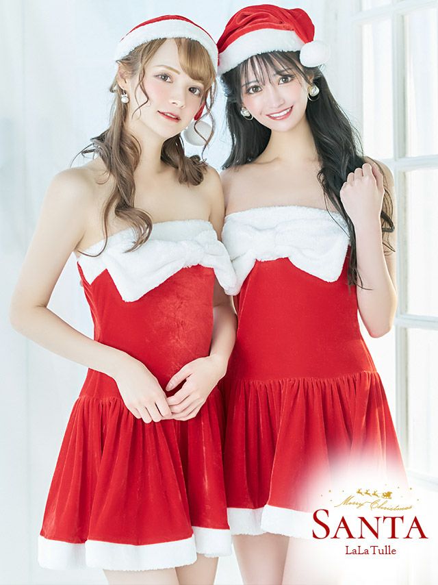 3点セット ベアトップデザイン ふわふわバストリボン 王道 サンタコスプレ