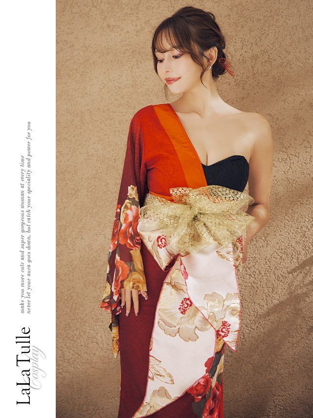 花魁 ワンショルダー ゴージャス 和装 ドレス 衣装3点セット