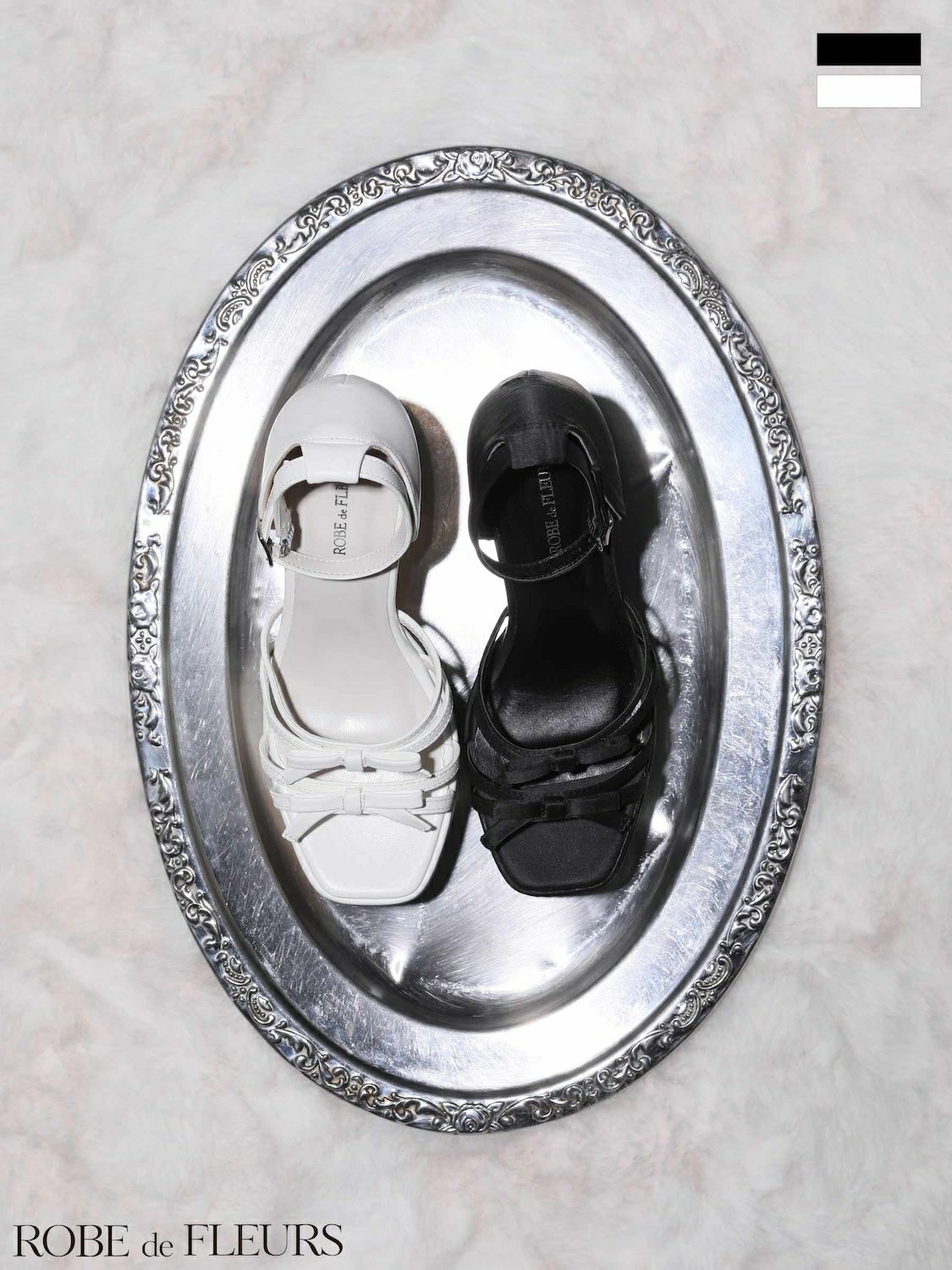 ストラップ付き リボン プラットフォーム サンダル