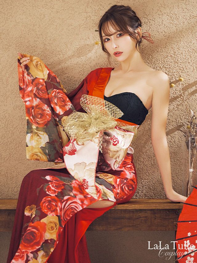 花魁 ワンショルダー ゴージャス 和装 ドレス 衣装3点セット