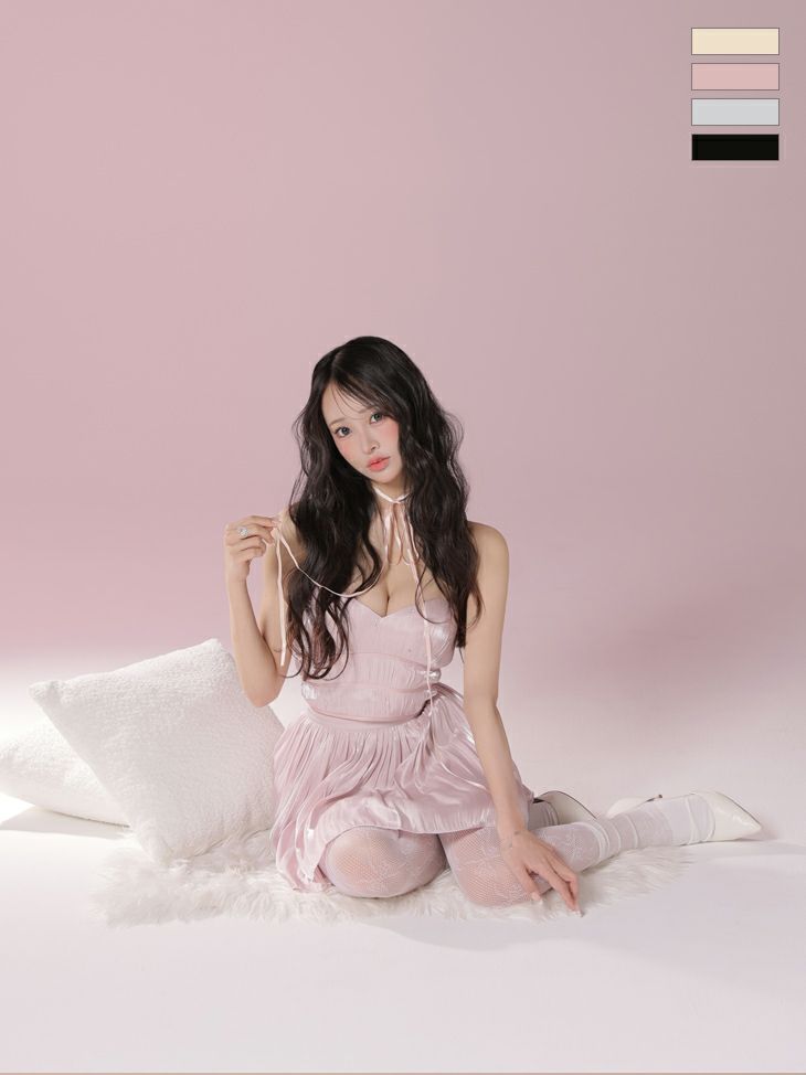 セットアップ オーガンジー チュール キャミソール ベアトップ ドーリー フレアミニドレス