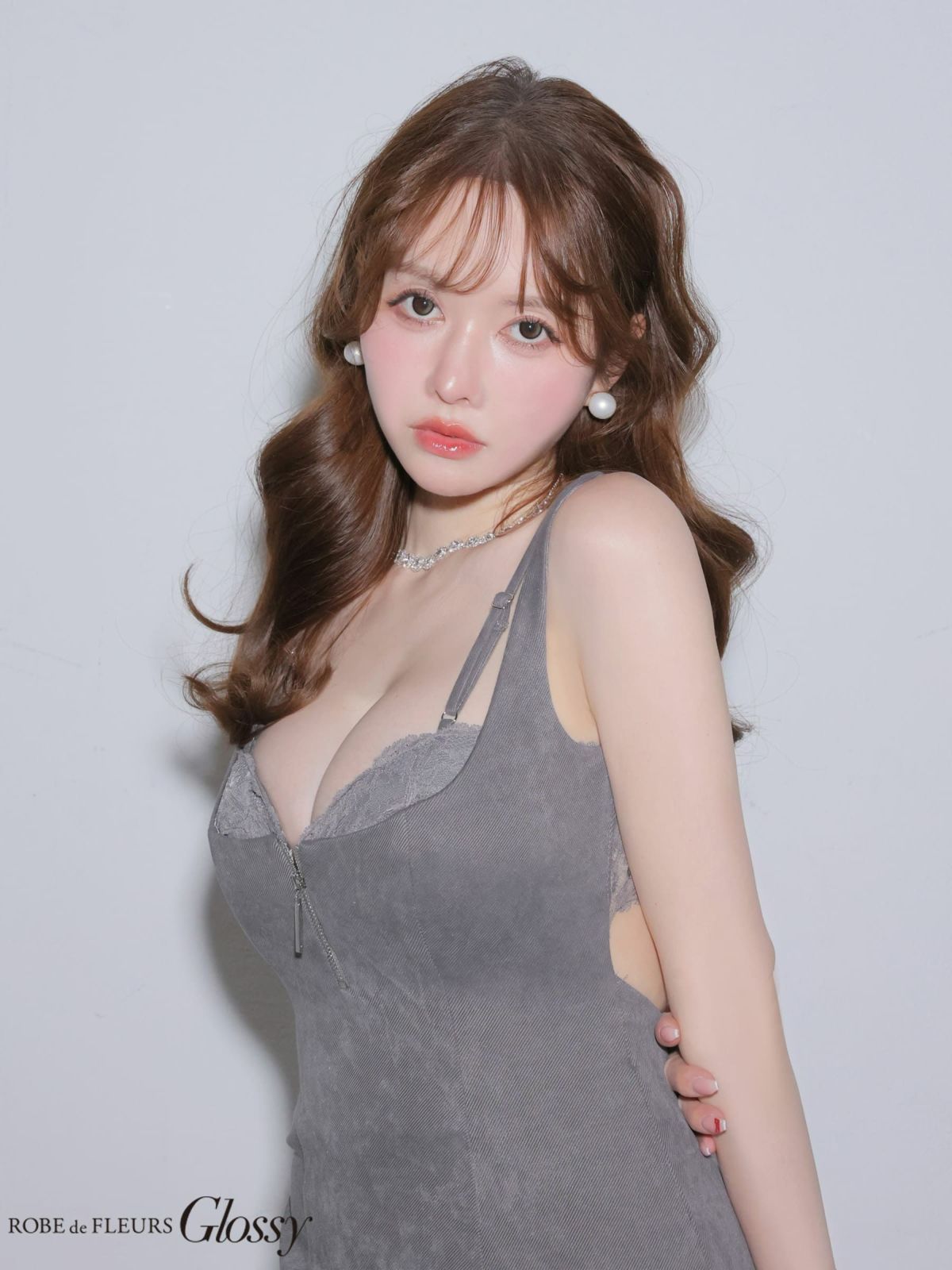 ノースリーブ ジップデザイン バックレース セクシー レース タイトミニドレス