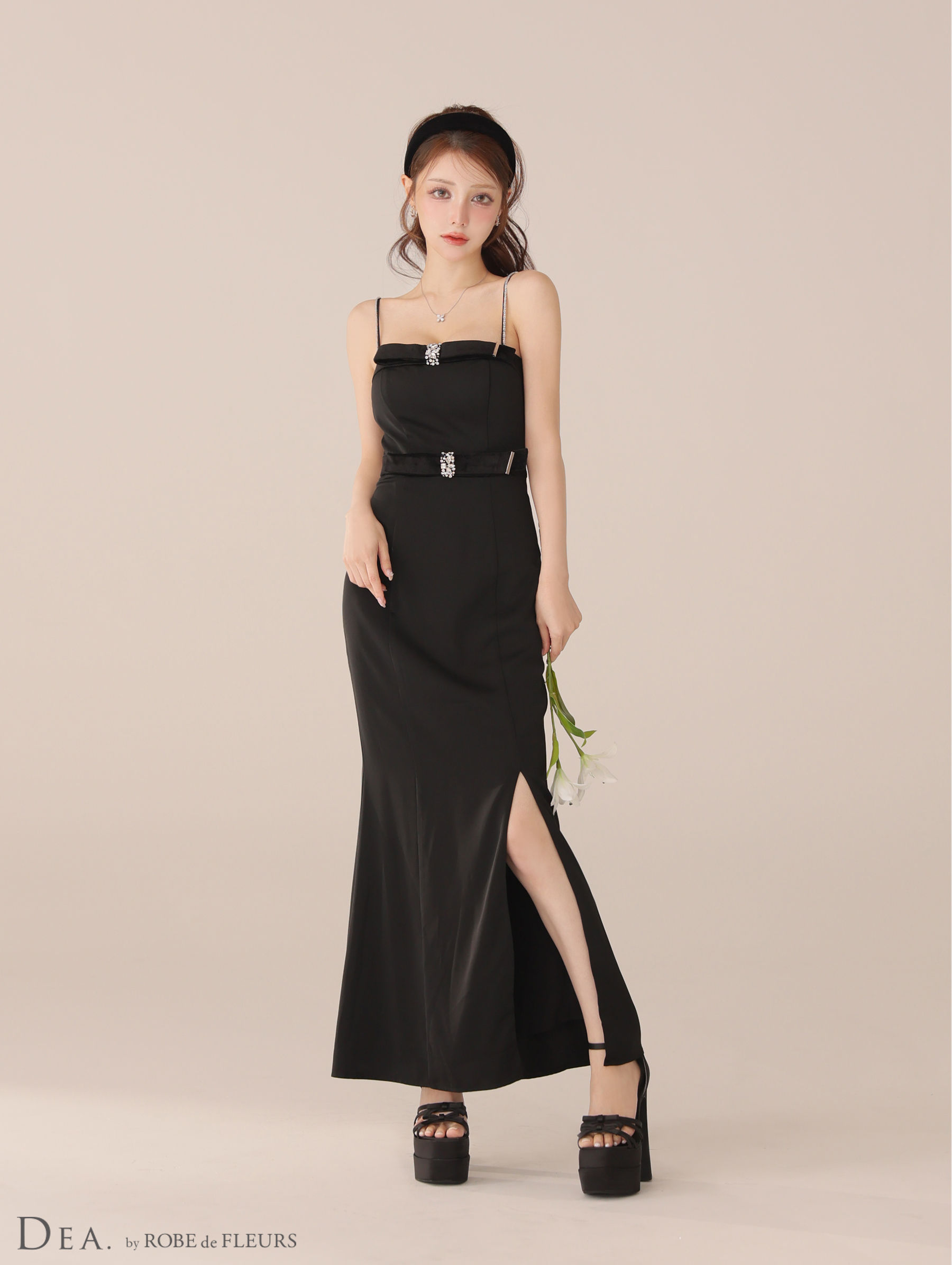 ストラップ付き リボン プラットフォーム サンダル