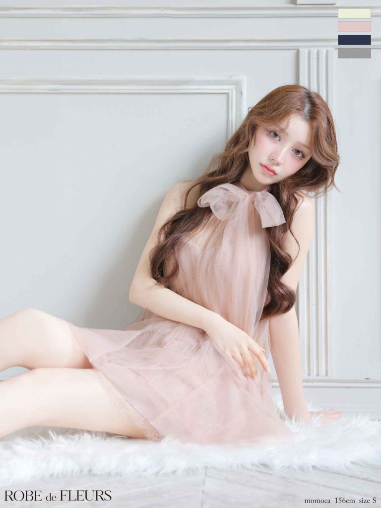 リボン ベルト チュール セットアップ ガーリー ホルターネック フレアミニドレス