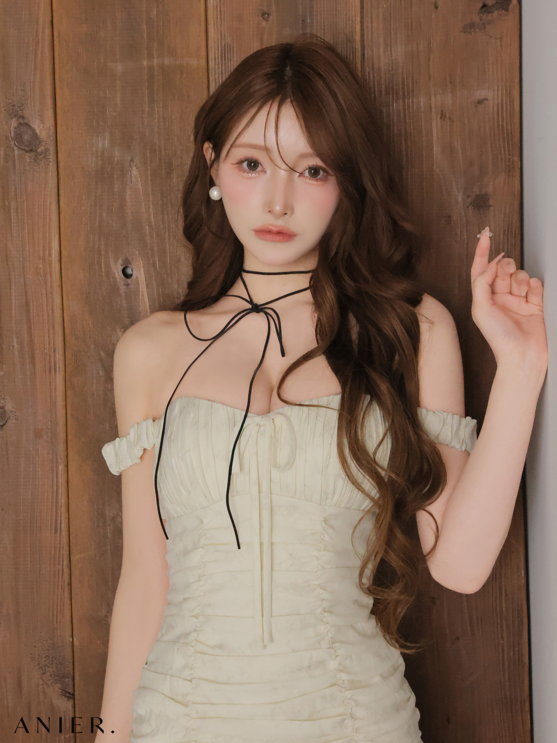 フリル ギャザー 半袖 リボン オフショルダー タイトミニドレス