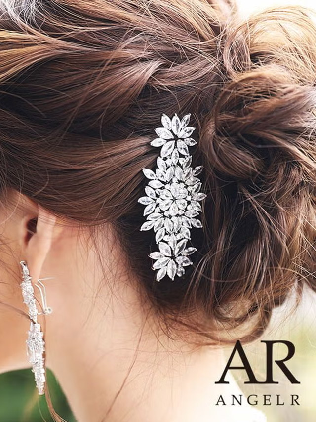 フラワーデザイン ストーン ヘアピン