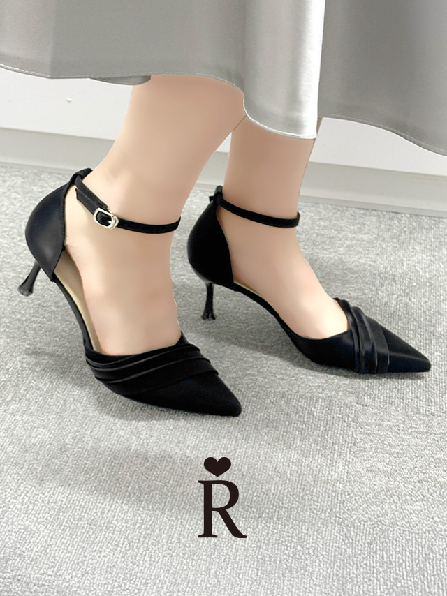 セパレート アンクルストラップ付き ポインテッドトゥ パンプス