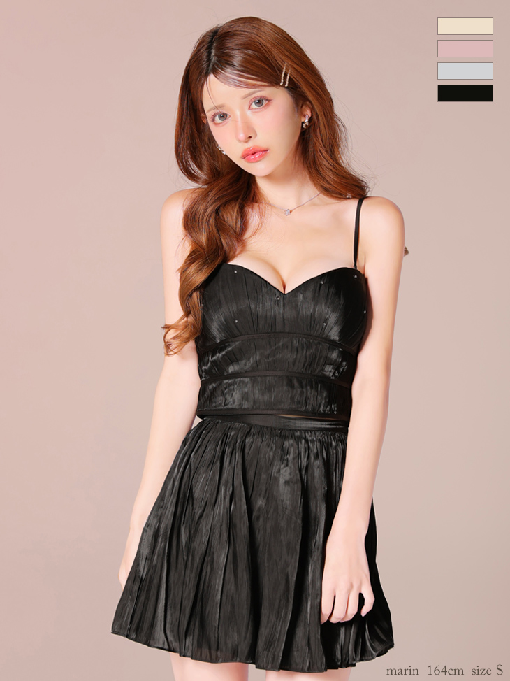 キャミソール セットアップ オーガンジー チュール ベアトップ ドーリー フレアミニドレス