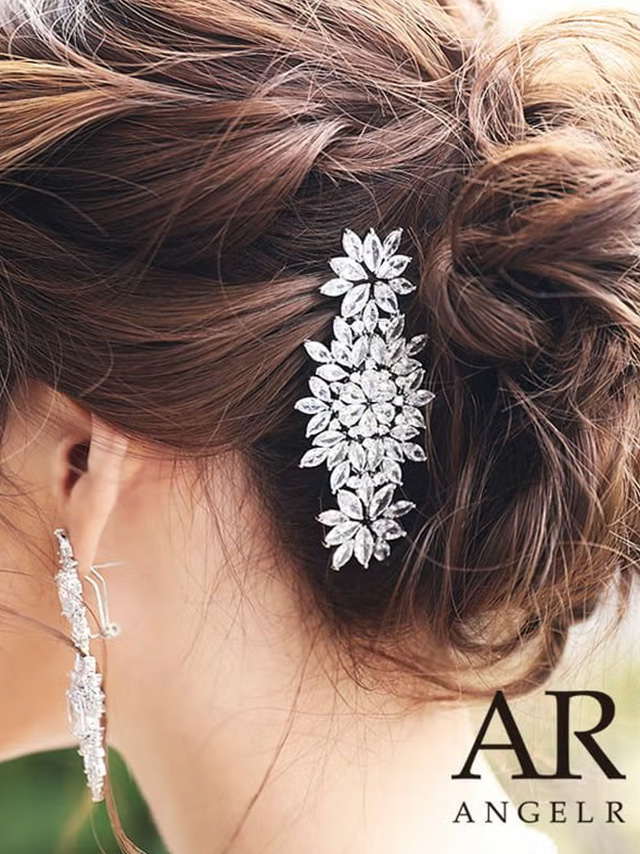 フラワーデザイン ストーン ヘアピン