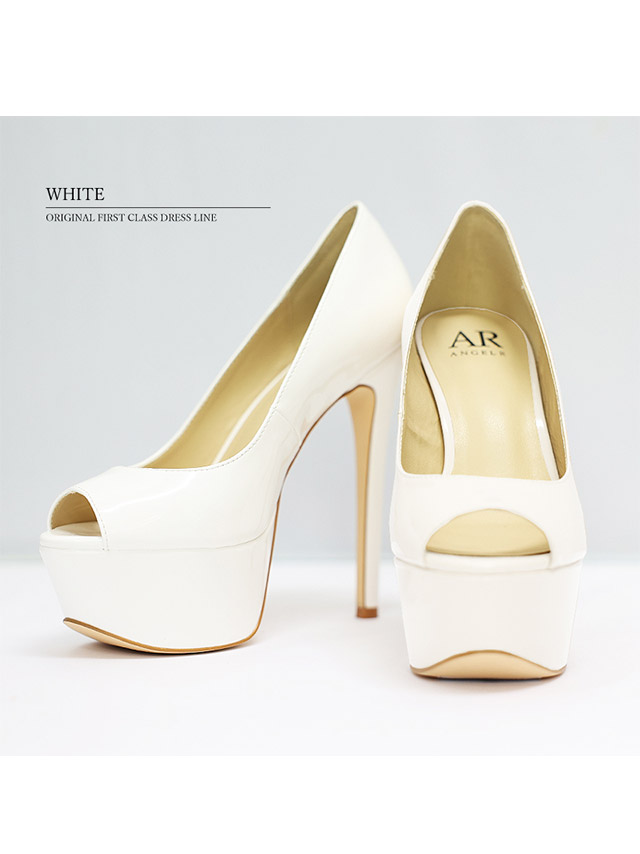 エレガント エナメル オープントゥハイヒール