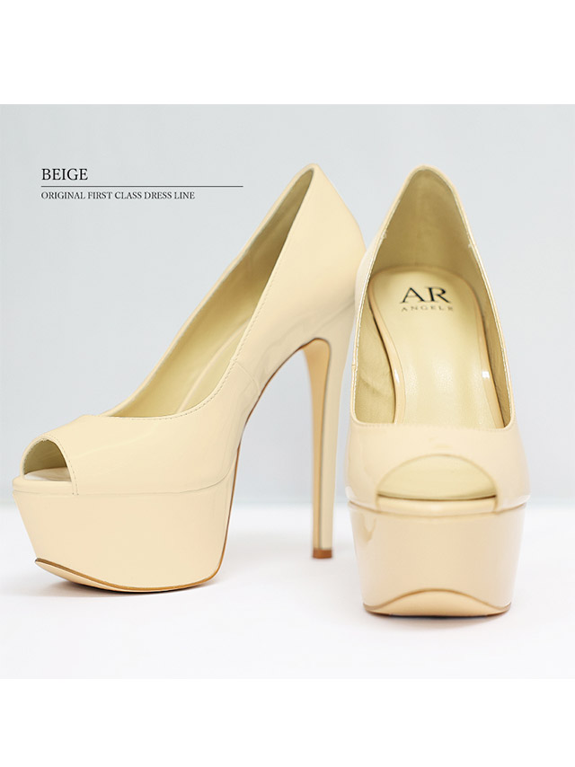 エレガント エナメル オープントゥハイヒール