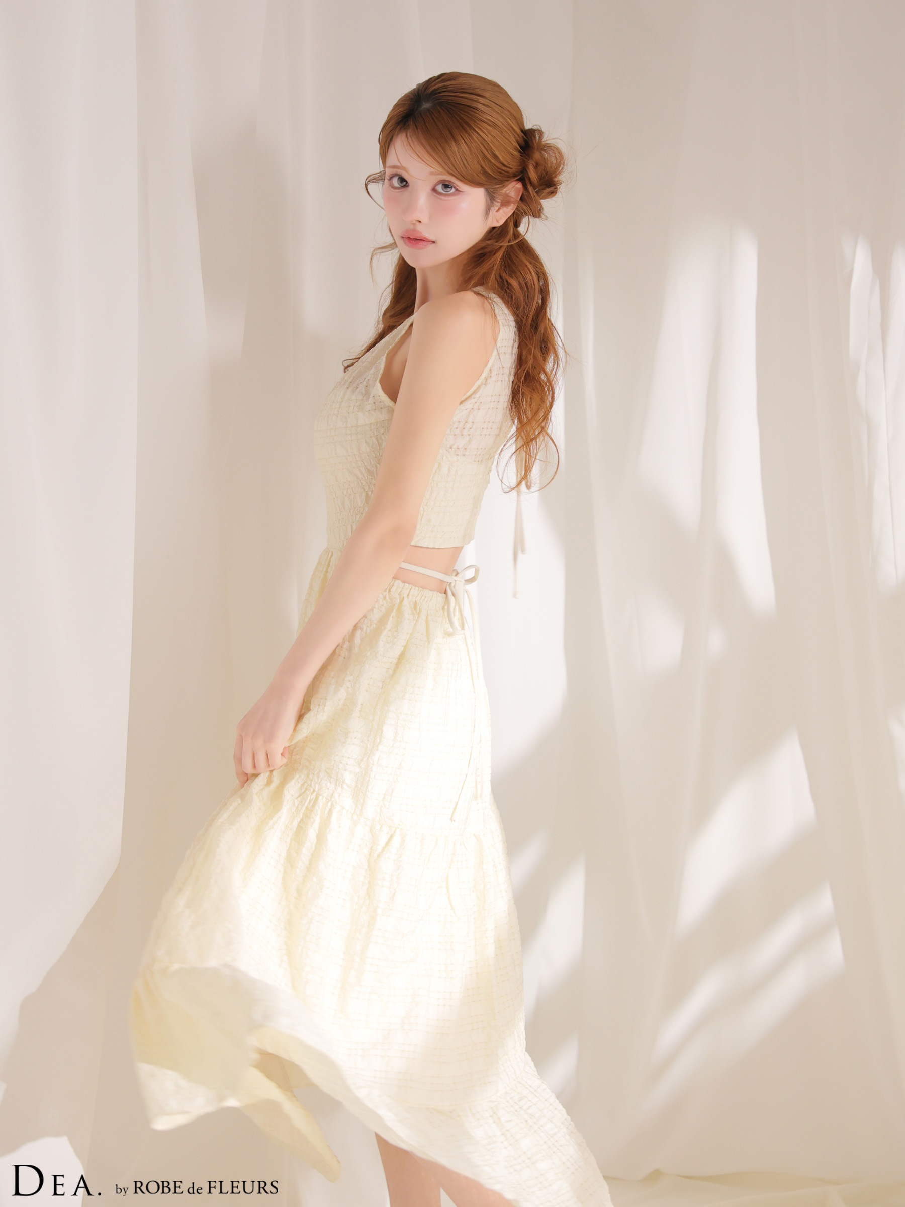 ホルターネック バックカット チェック柄 ティアード エレガント Aラインロングドレス