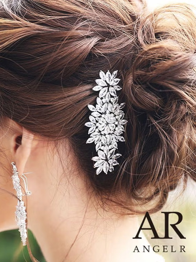 フラワーデザイン ストーン ヘアピン